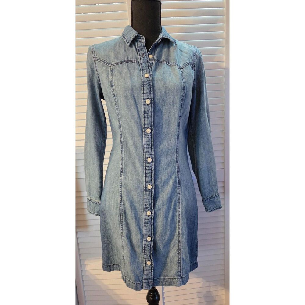 Lee Denim Button-Front Shirt Dress – Light Wash, Size XS